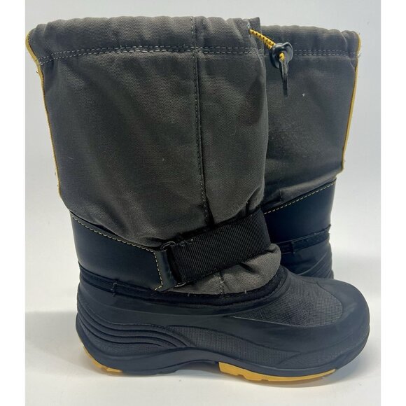 Kamik Kids Winter Snow Boots Size 3 Black Yellow Waterproof Insulated Drawstring - Picture 5 of 8